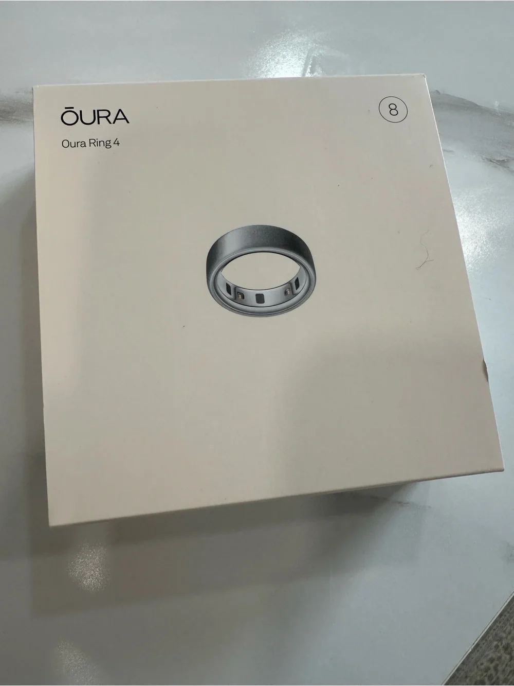 Oura Ring 4 - Brushed Silver Smart Ring Size 8